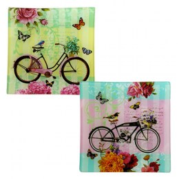 Set 2 Bandejas Cristal Bicicletas