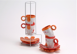 Jgo. 4 Tazas Flor Soporte