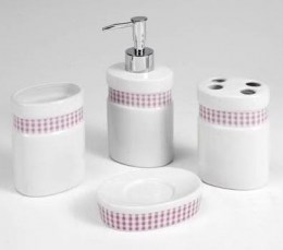 Jgo.4Pcs Baño Vichy Rosa