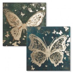Pareja Cuadros Mariposas Oro