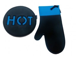 Salvamantel y Manopla Neopreno Azul