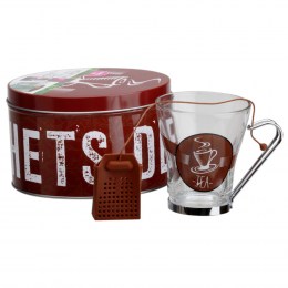 Taza, Infusor y Caja Metal