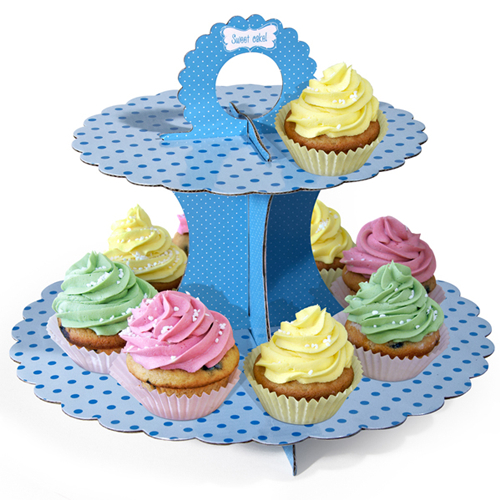 Soporte Cupcakes Cartón Azul